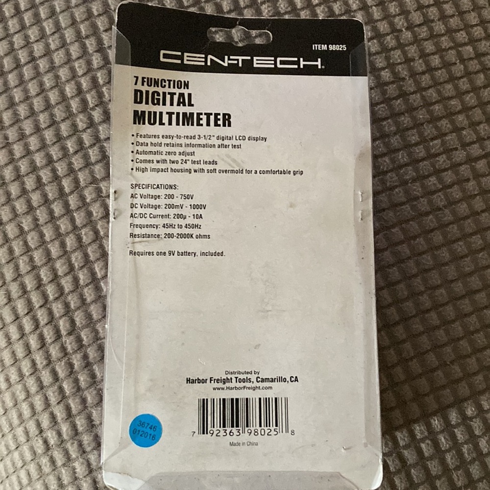 Cen-Tech Red Digital Multimeter New in package 7 function - Picture 2 of 2